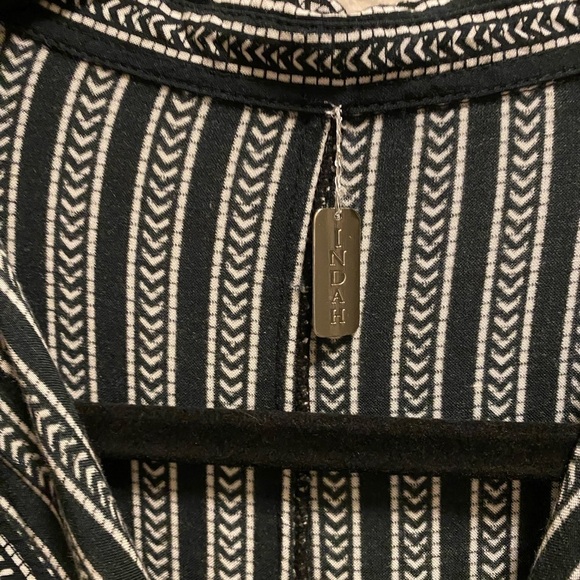 Indah Ironwood Black and White Nobel Stripe Button Front Collared Romper Size XS - Picture 5 of 12